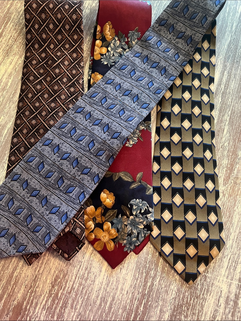 Assorted Men's Silk Ties - Blue, Red, Brown, Gold Patterns new in pkgs